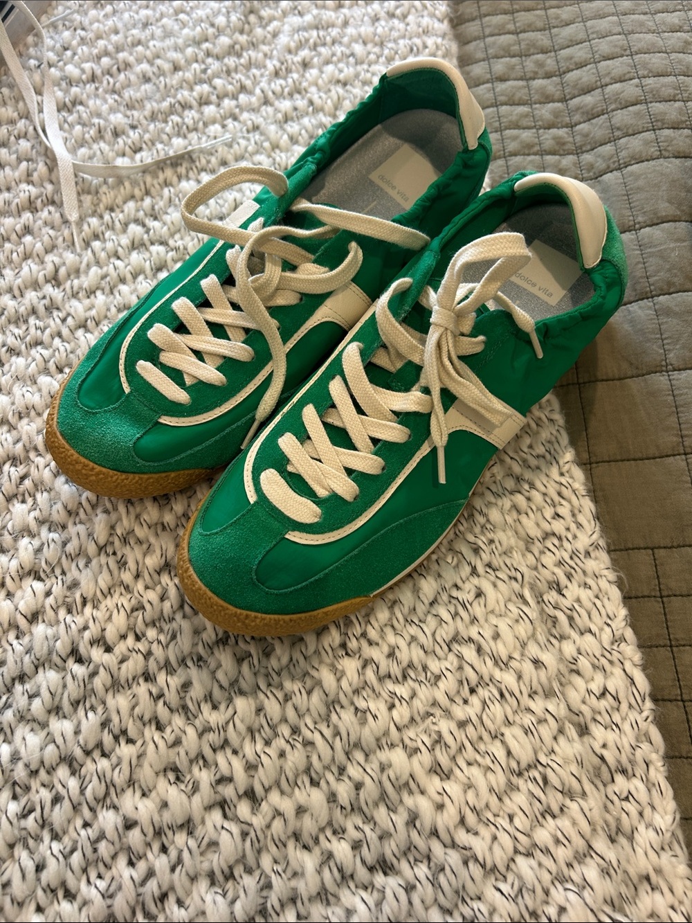 Dolce Vita Sariya Green and Cream Women's Sneakers